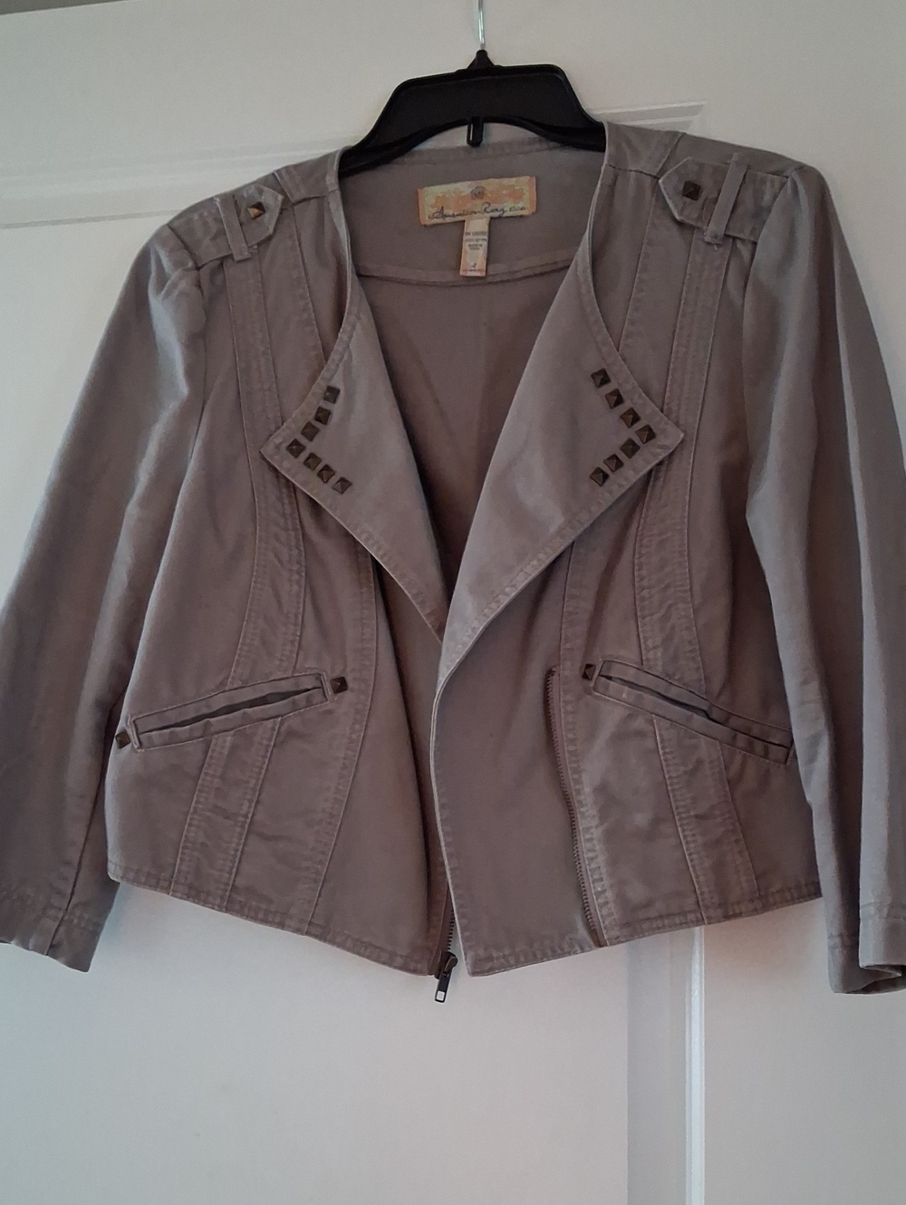 American Rag Light Gray Stud-Trim Utility Jacket